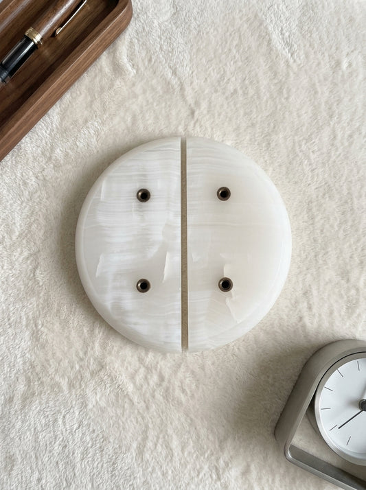 Half Moon Stone Pull - Hand-Carved Natural Marble Door Pull