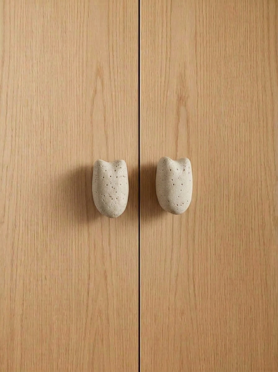 Pebble Stone Knob - Hand-Carved Natural Marble Cabinet Knob