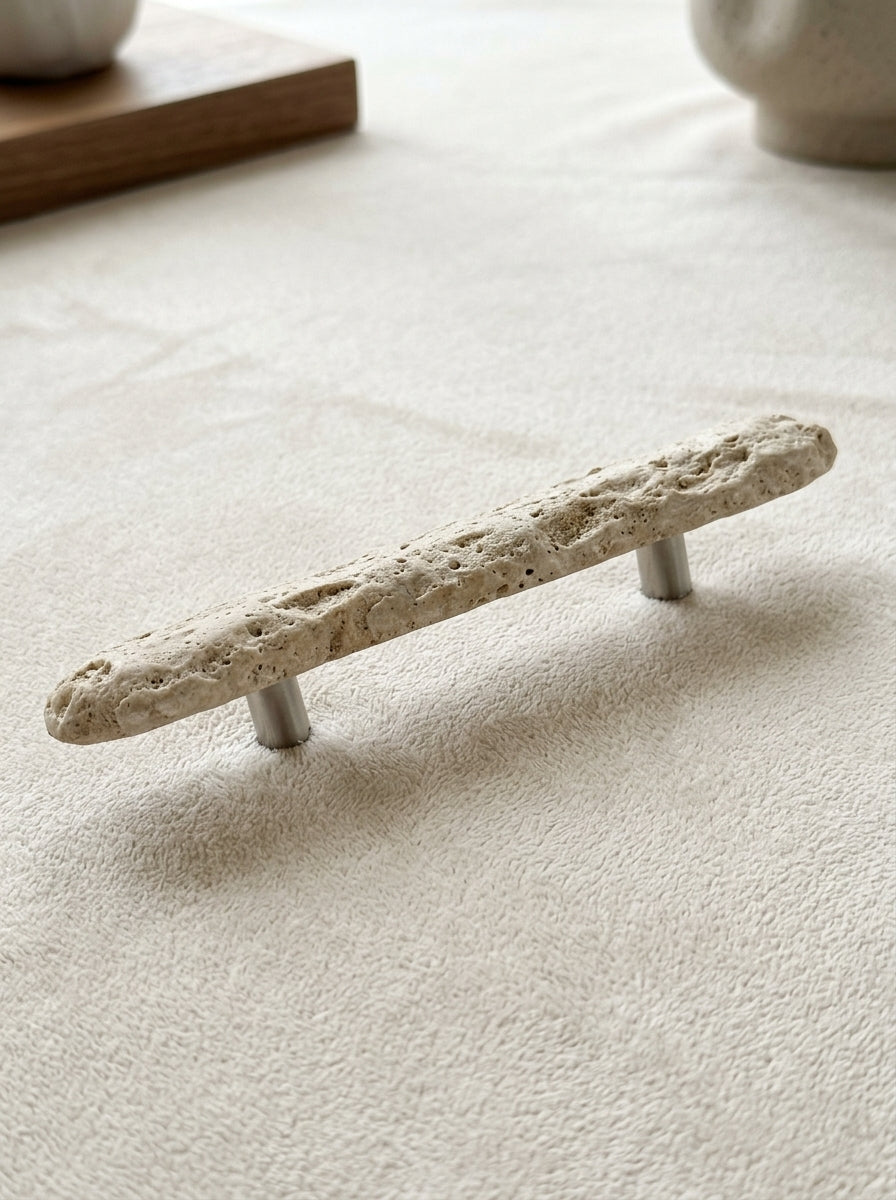 Raw Stone Bar Pull - Long Uncarved Natural Stone Door Pull