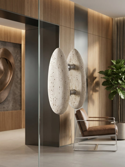 Oval Stone Pull - Hand-Polished Natural Marble Door Pull