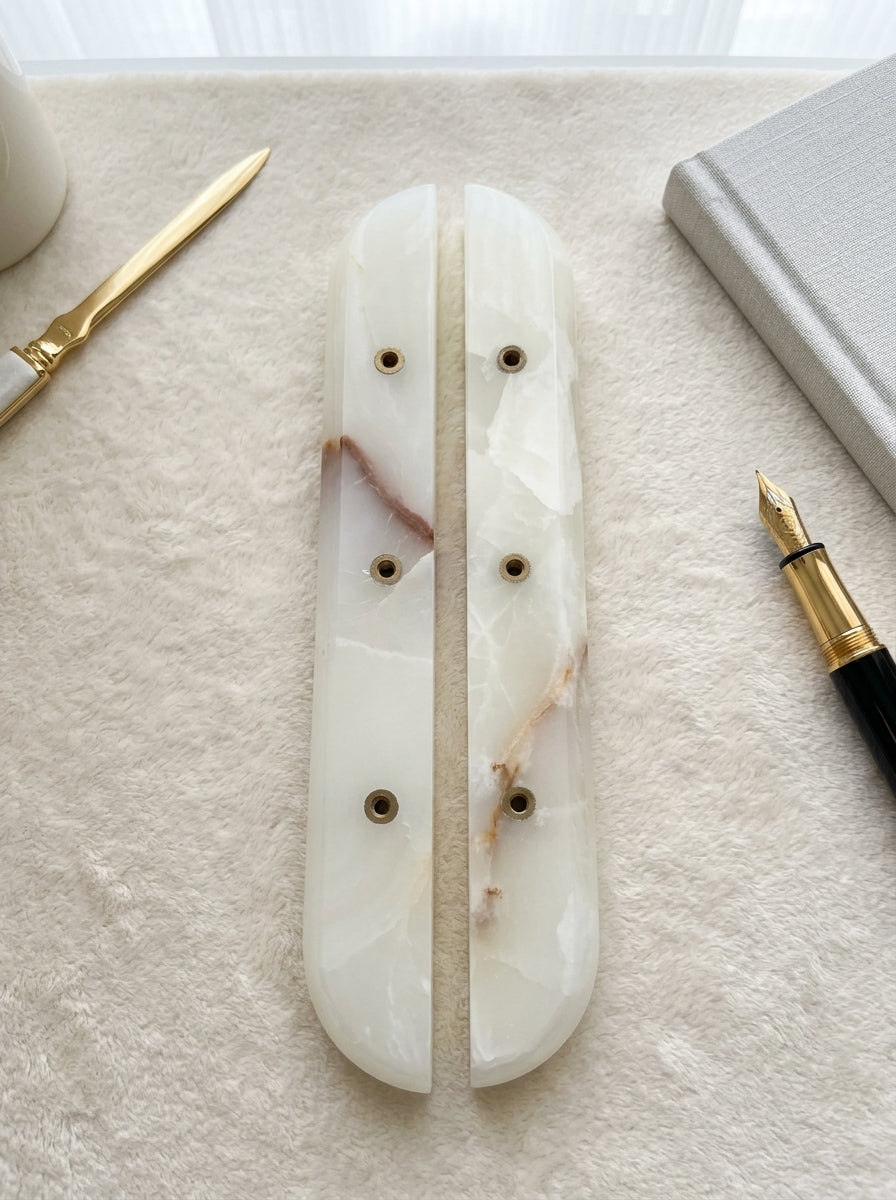 Capsule Stone Door Pull - Hand-Carved Natural Marble Cabinet Handle