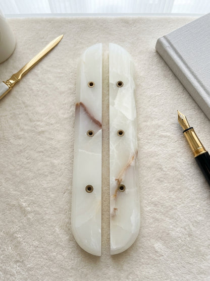 Capsule Stone Door Pull - Hand-Carved Natural Marble Cabinet Handle