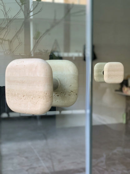 Square Stone Knob - Hand-Carved Natural Stone Cabinet Knob