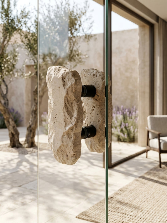 Raw Stone Slab Pull - Uncarved Natural Stone Door Handle