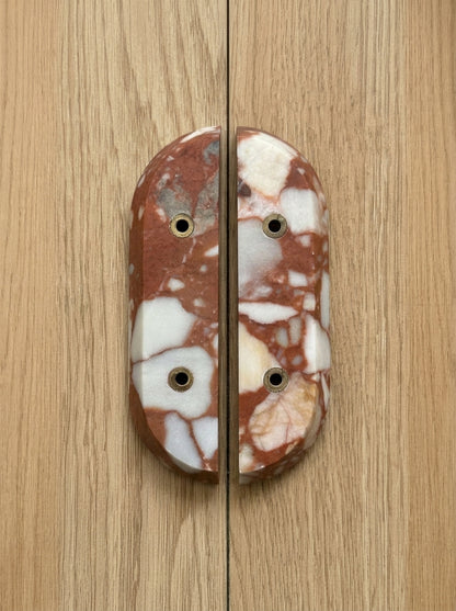 Pill Stone Door Pull - Hand-Carved Oval Split Pull
