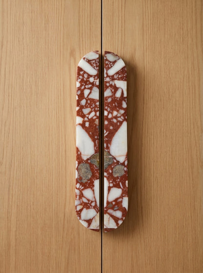 Capsule Stone Door Pull - Hand-Carved Natural Marble Cabinet Handle