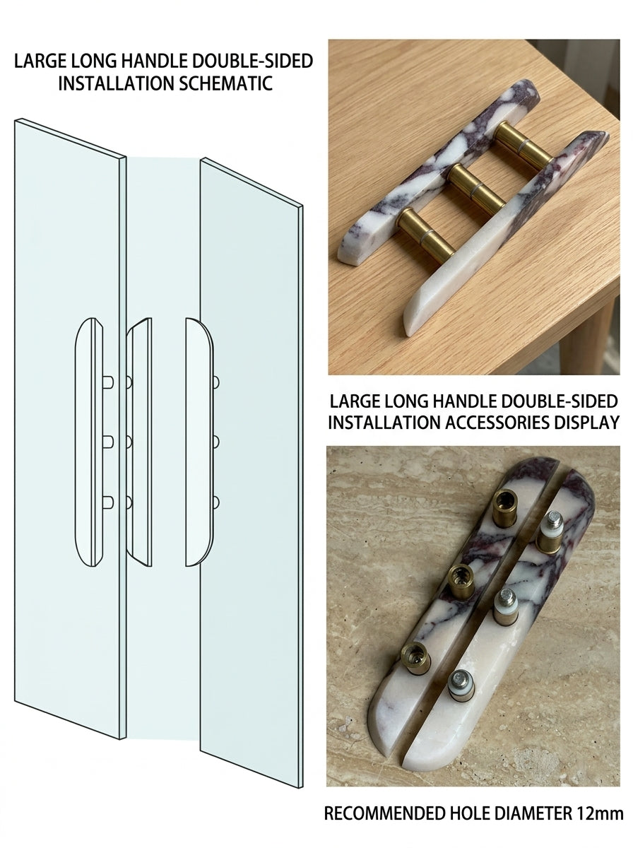 Capsule Stone Door Pull - Hand-Carved Natural Marble Cabinet Handle