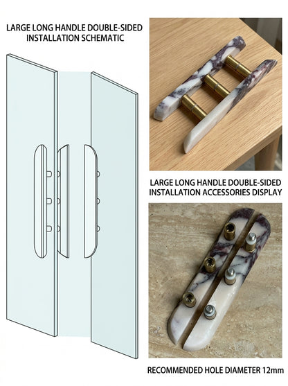 Capsule Stone Door Pull - Hand-Carved Natural Marble Cabinet Handle