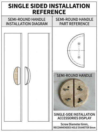 Double-sided installation reference - schematic diagram, hardware accessories display and suggested hole diameter
