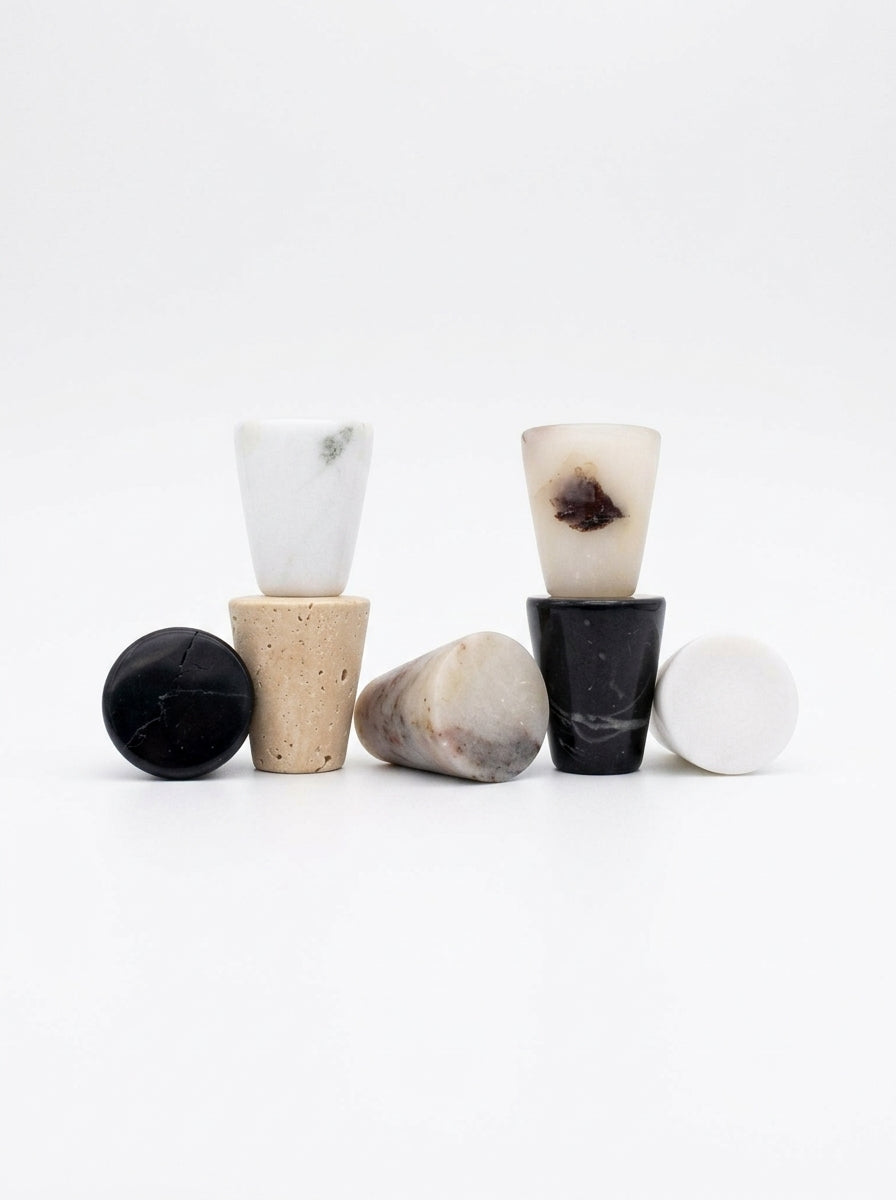 Yukixstone cone stone knob collection - hand-carved natural marble cabinet knobs in four stones
