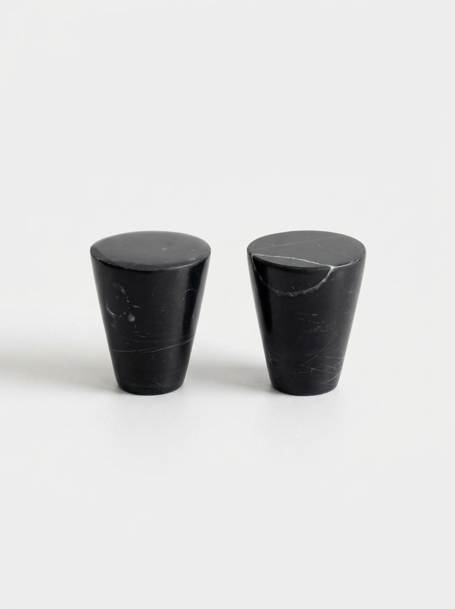 Yukixstone Nero Marquina natural stone cone knob - hand-carved marble cabinet knob for drawers and cabinet doors