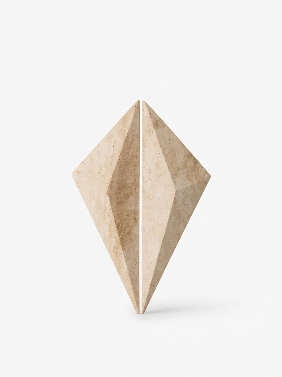 Yukixstone Diamond Stone Pull in Calacatta Viola - hand-carved faceted bar pull for cabinet doors