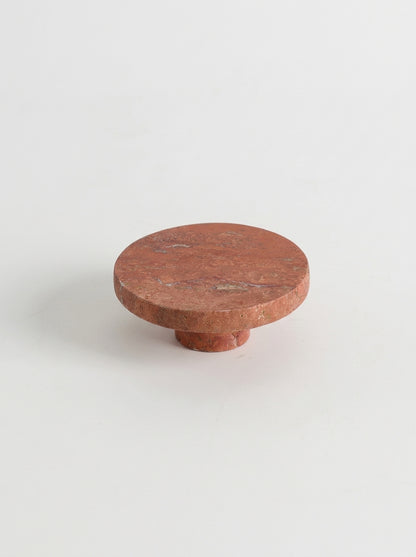 Yukixstone Rosso Travertine marble disc knob - large round natural stone cabinet knob, 3.9 inch diameter, hand-carved