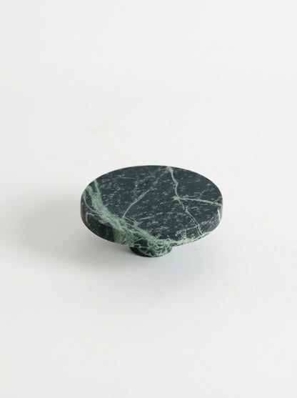 Yukixstone Verde Guatemala marble disc knob - large round natural stone cabinet knob, 3.9 inch diameter, hand-carved
