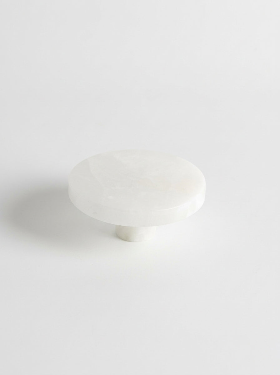 Yukixstone White Onyx marble disc knob - large round natural stone cabinet knob, 3.9 inch diameter, hand-carved