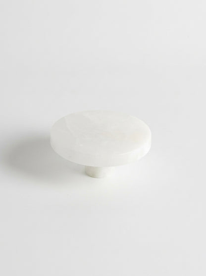 Yukixstone White Onyx marble disc knob - large round natural stone cabinet knob, 3.9 inch diameter, hand-carved
