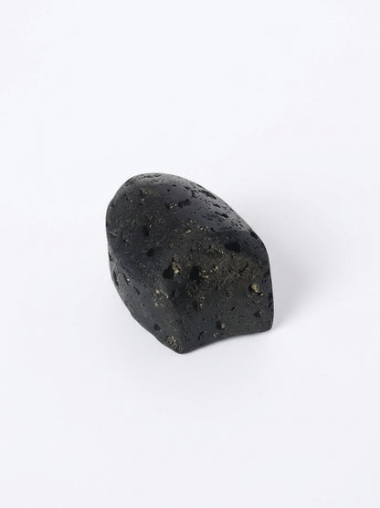 Yukixstone Black Lava natural stone pebble knob - hand-carved porous black stone cabinet knob