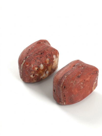 Yukixstone Rosso Verona natural stone pebble knob pair - hand-carved marble cabinet knobs for kitchen and wardrobe doors