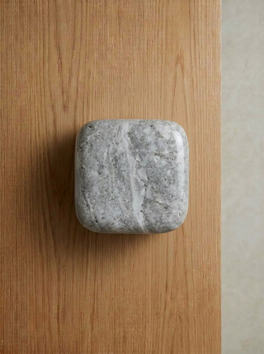Yukixstone Red Travertine square stone knob - red porous travertine cabinet knob with natural rust banding
