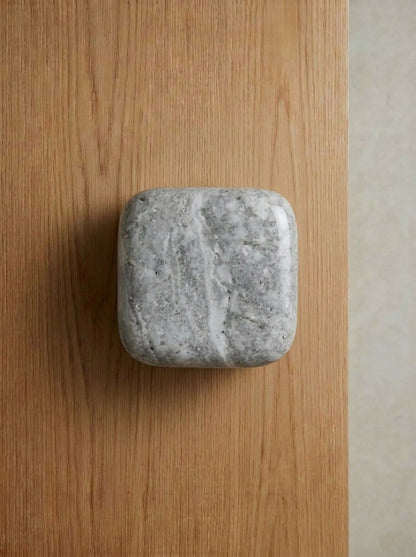 Yukixstone Red Travertine square stone knob - red porous travertine cabinet knob with natural rust banding