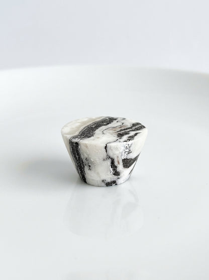 Yukixstone Zebra Panda natural stone cabinet knob — cone-shaped marble dresser knob