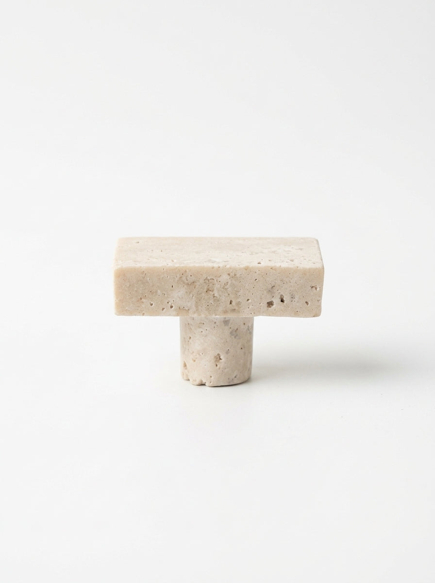 Yukixstone Classic Travertine natural stone wall hook - hand-carved marble robe hook for towels, robes and entryway walls