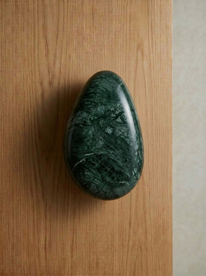 Yukixstone Red Travertine teardrop stone door pull - polished red stone drop handle with natural white veining
