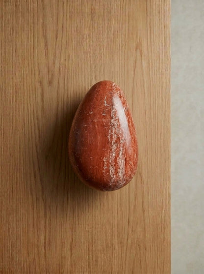 Yukixstone Verde Alpi teardrop stone door pull - hand-polished dark green marble drop pull for wardrobe and cabinet doors